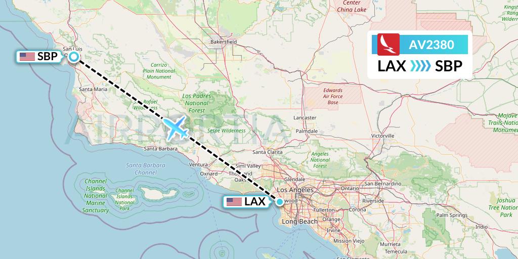 AV2380 Avianca Flight Map: Los Angeles to San Luis Obispo