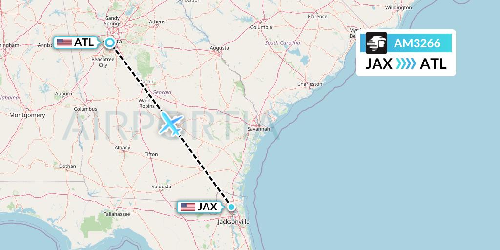 AM3266 Aeromexico Flight Map: Jacksonville to Atlanta