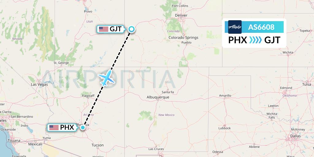 AS6608 Alaska Airlines Flight Map: Phoenix to Grand Junction