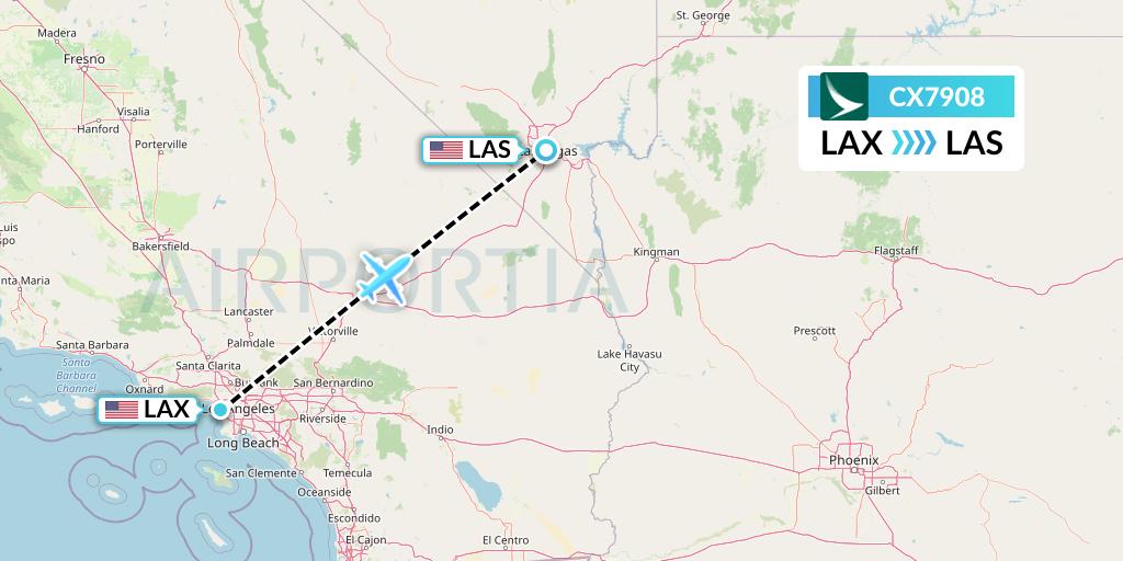 CX7908 Cathay Pacific Flight Map: Los Angeles to Las Vegas