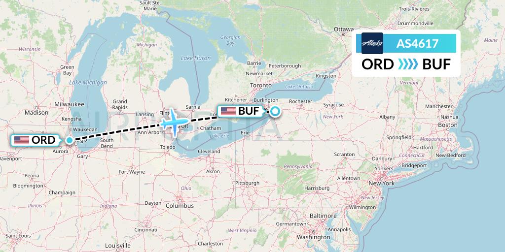 AS4617 Alaska Airlines Flight Map: Chicago to Buffalo