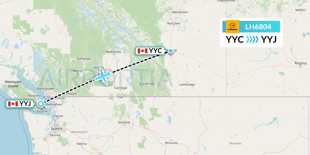 LH6804 Lufthansa Flight Map: Calgary to Victoria