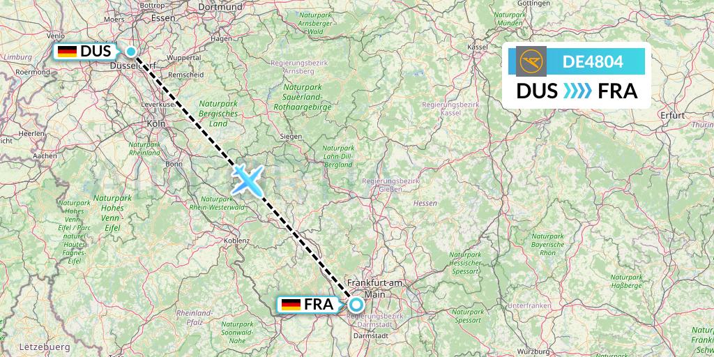 DE4804 Condor Flight Map: Dusseldorf to Frankfurt