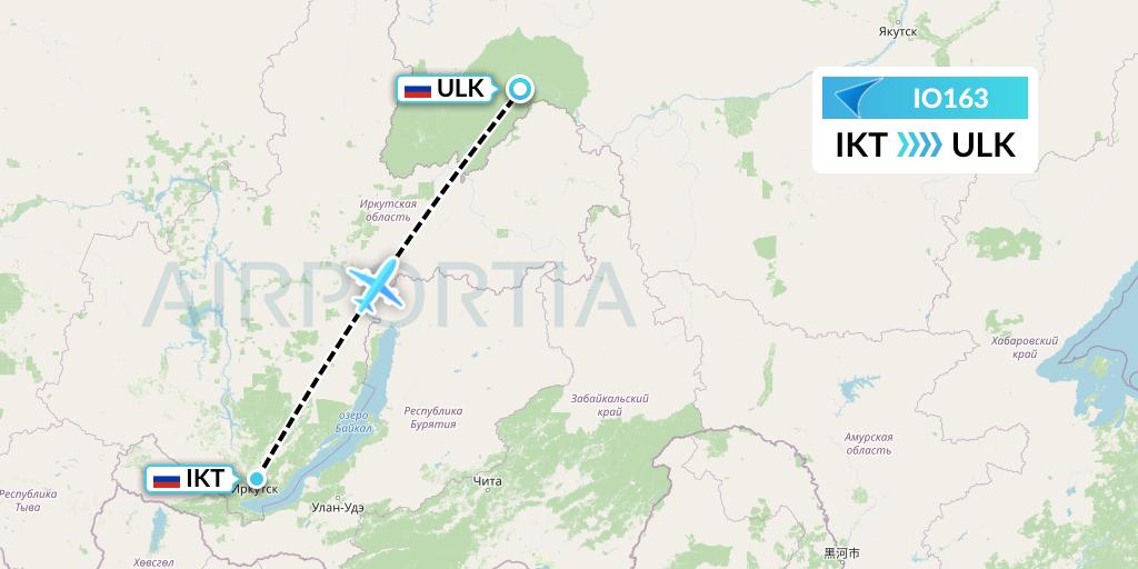 IO163 IrAero Flight Map: Irkutsk to Lensk