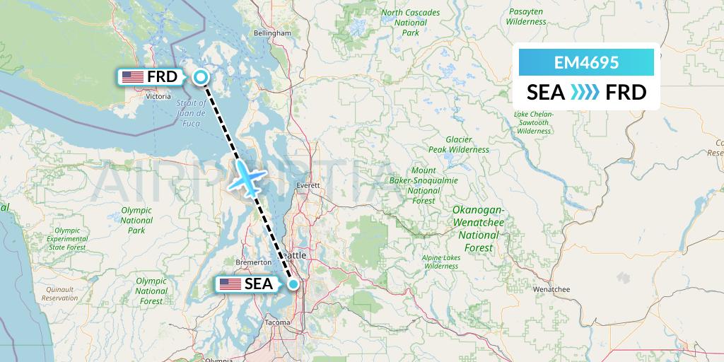 EM4695 Empire Airlines Flight Map: Seattle to Friday Harbor