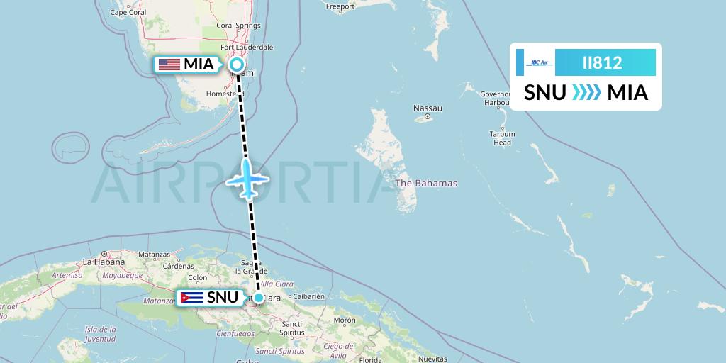 II812 IBC Airways Flight Map: Santa Clara to Miami