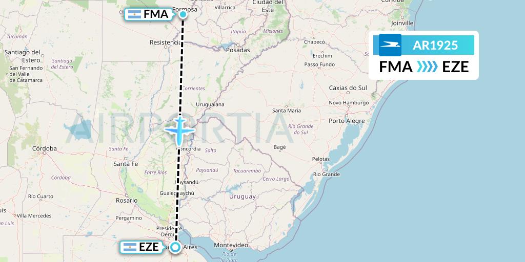 AR1925 Aerolineas Argentinas Flight Map: Formosa to Buenos Aires