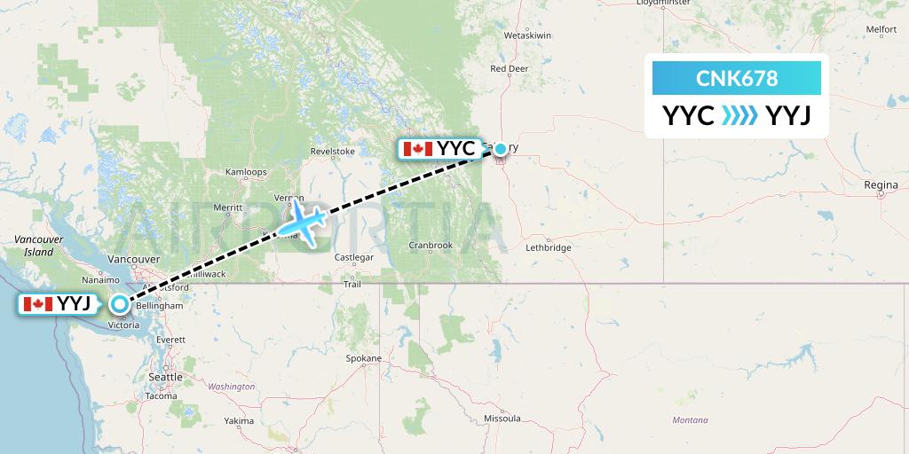 CNK678 Sunwest Aviation Flight Map: Calgary to Victoria