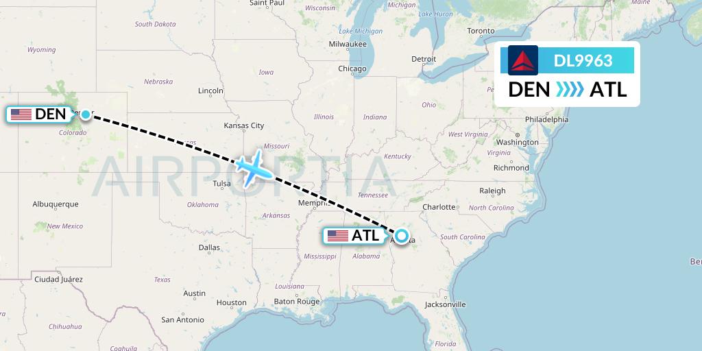 DL9963 Delta Air Lines Flight Map: Denver to Atlanta