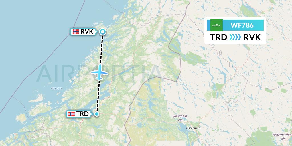 WF786 Wideroe Flight Map: Trondheim to Rorvik