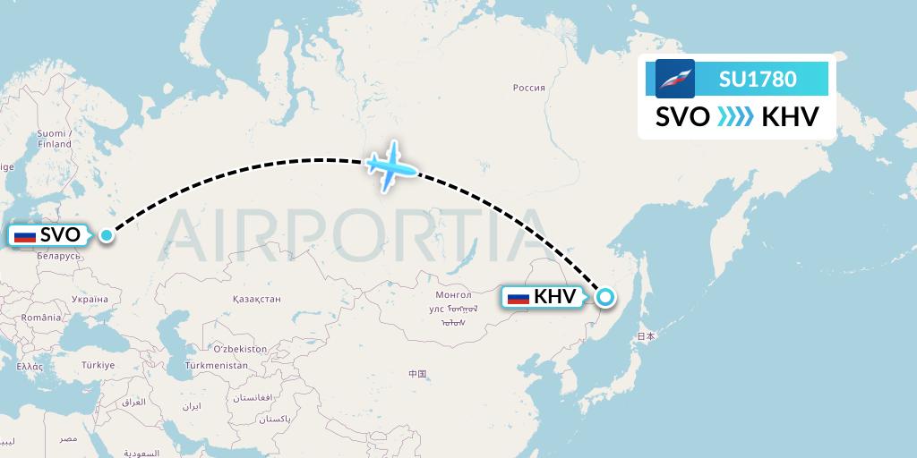 SU1780 Aeroflot Flight Map: Moscow to Khabarovsk