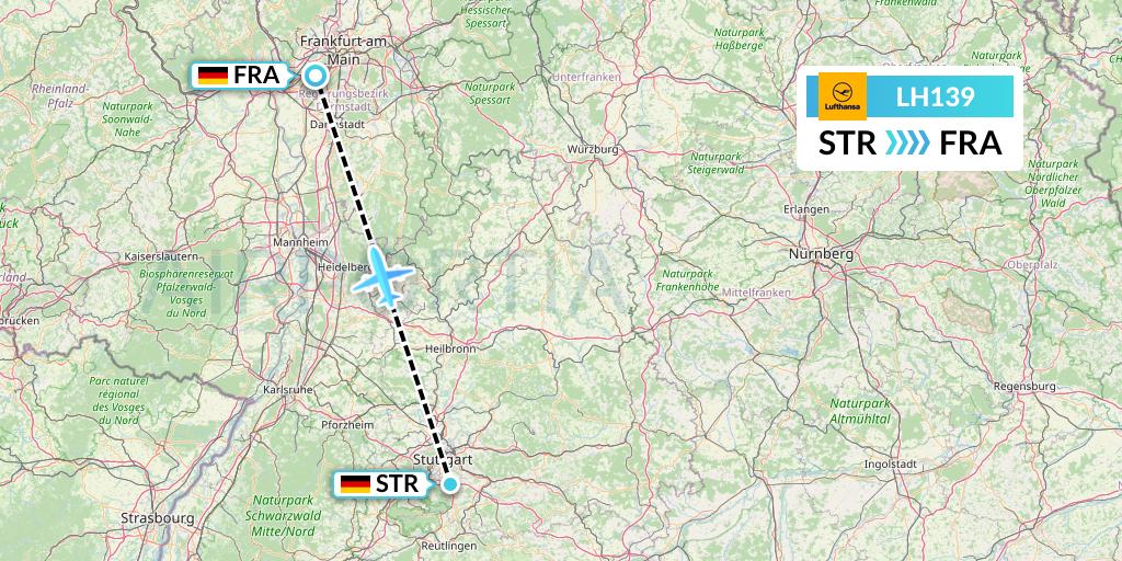 LH139 Lufthansa Flight Map: Stuttgart to Frankfurt