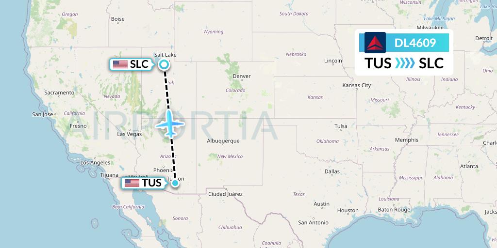DL4609 Delta Air Lines Flight Map: Tucson to Salt Lake City