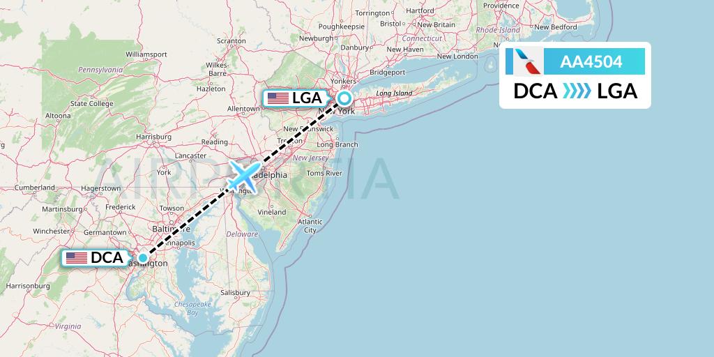 AA4504 American Airlines Flight Map: Washington to New York