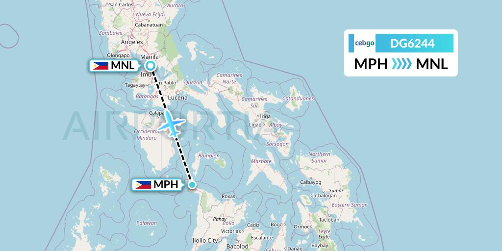 DG6244 Cebgo Flight Map: Caticlan to Manila