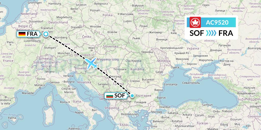 AC9520 Air Canada Flight Map: Sofia to Frankfurt