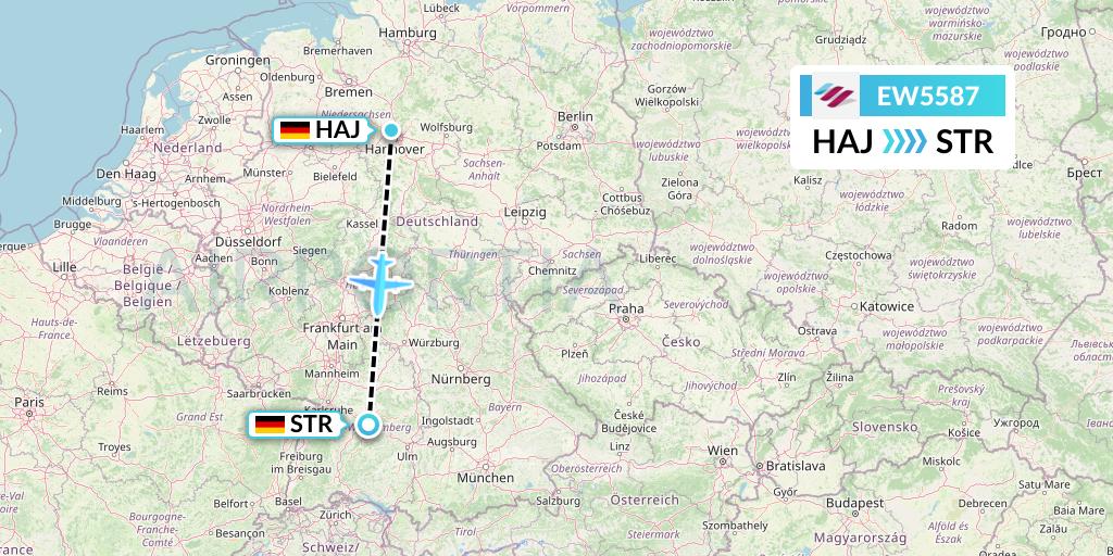 EW5587 Eurowings Flight Map: Hannover to Stuttgart