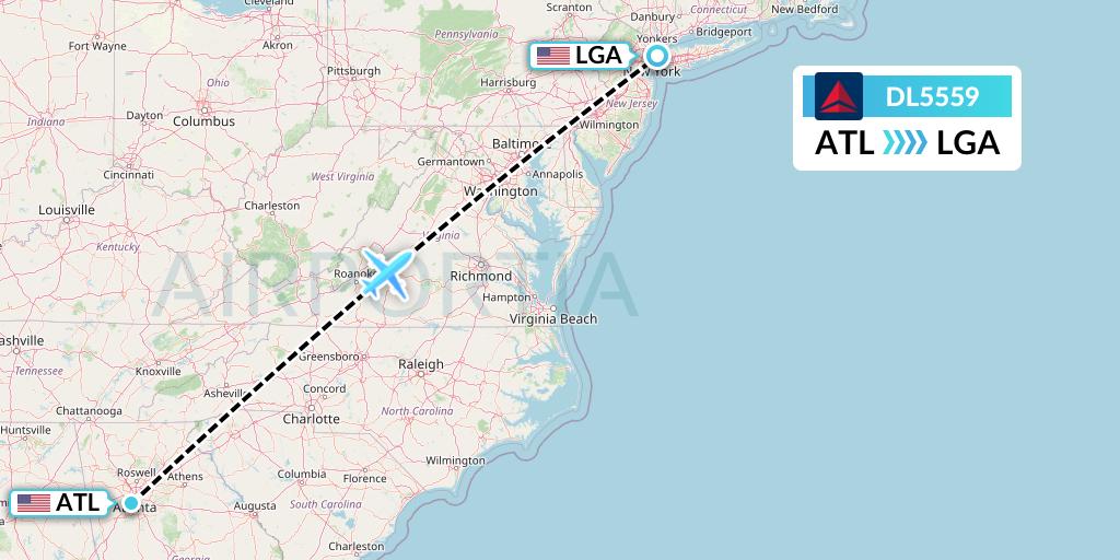 DL5559 Delta Air Lines Flight Map: Atlanta to New York