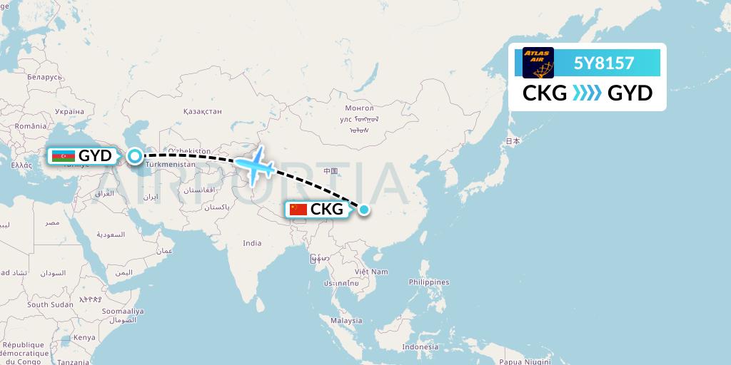 5Y8157 Atlas Air Flight Map: Chongqing to Baku