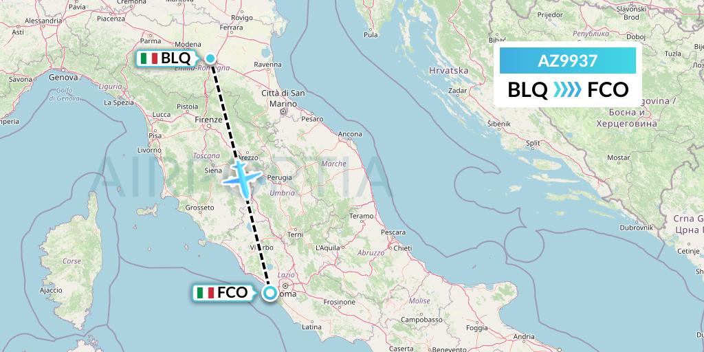 AZ9937 ITA Airways Flight Map: Bologna to Rome