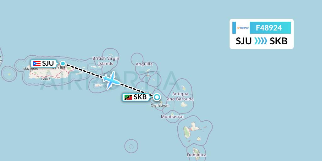 F48924 Air Flamenco Flight Map: San Juan to Basseterre