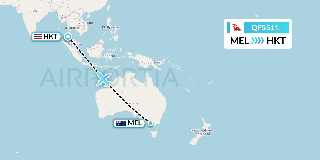QF5511 Qantas Flight Map: Melbourne to Phuket