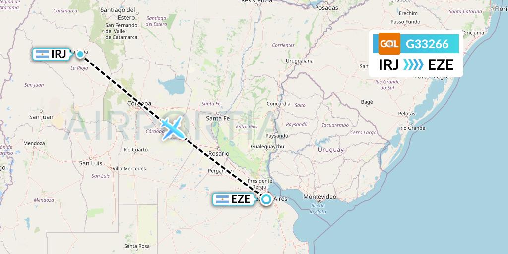 G33266 GOL Transportes Aeros Flight Map: La Rioja to Buenos Aires