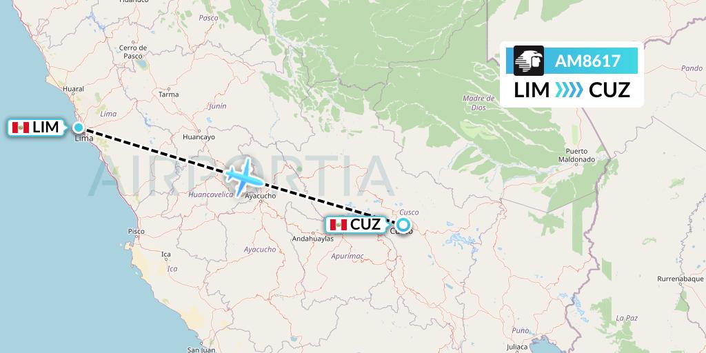 AM8617 Aeromexico Flight Map: Lima to Cusco