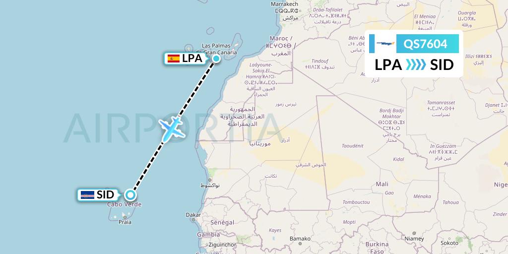 QS7604 Smartwings Flight Map: Las Palmas to Espargos