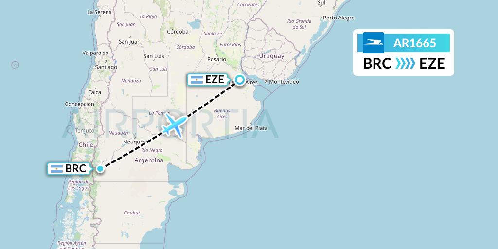 AR1665 Aerolineas Argentinas Flight Map: San Carlos de Bariloche to Buenos Aires