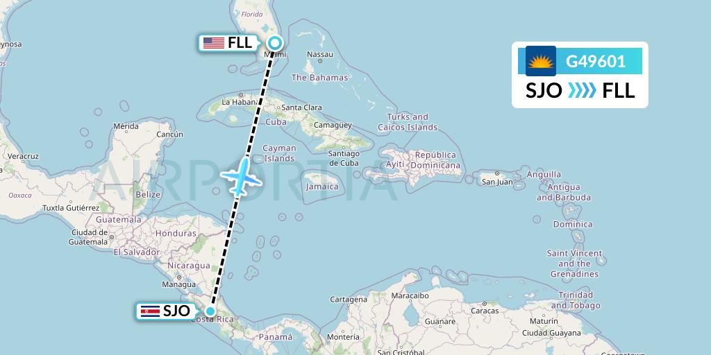G49601 Allegiant Air Flight Map: San Jose to Fort Lauderdale