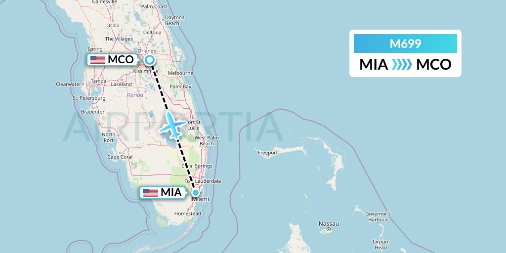 M699 Amerijet International Flight Map: Miami to Orlando