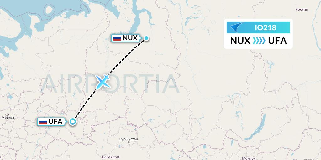 IO218 IrAero Flight Map: Novy Urengoy to Ufa