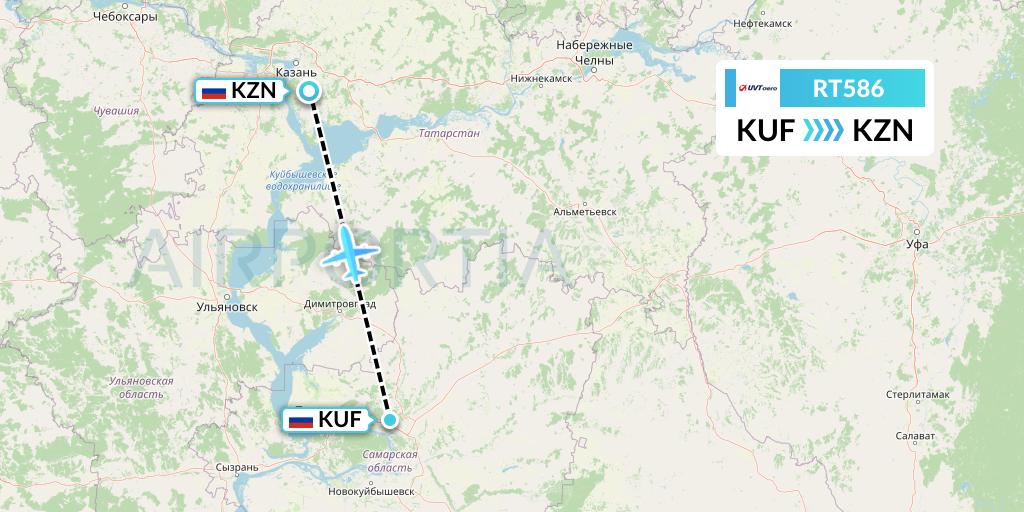 RT586 UVT aero Flight Map: Samara to Kazan