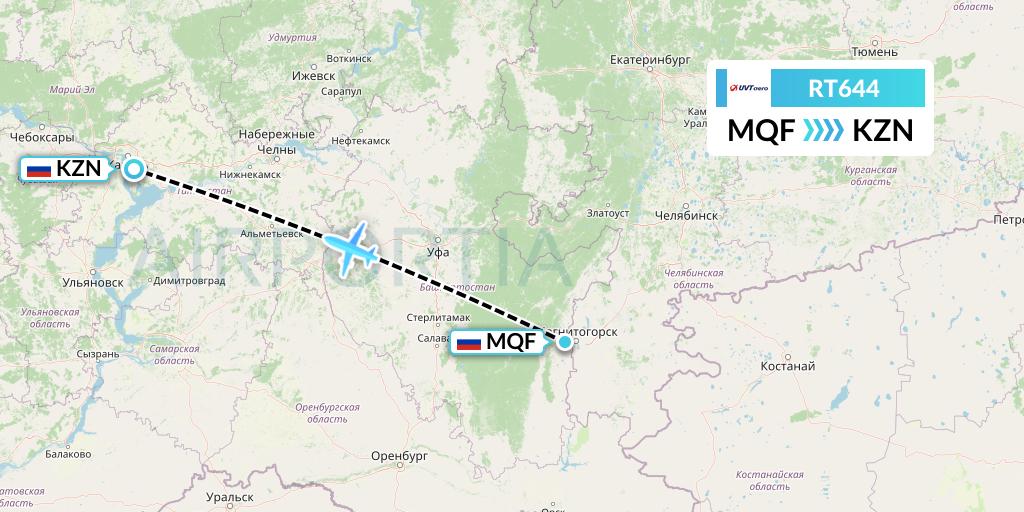 RT644 UVT aero Flight Map: Magnitogorsk to Kazan
