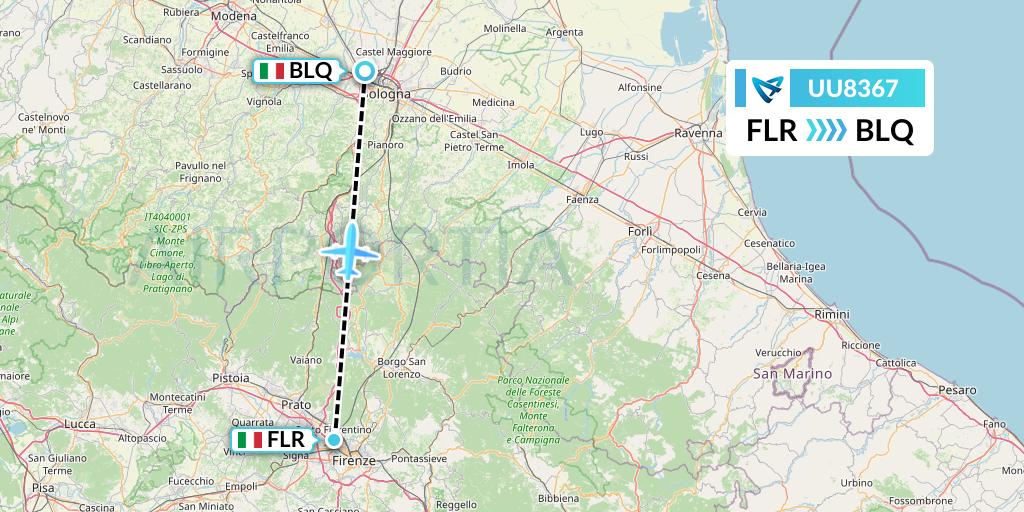UU8367 Air Austral Flight Map: Florence to Bologna