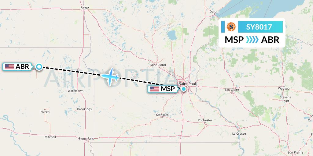 SY8017 Sun Country Airlines Flight Map: Minneapolis to Aberdeen