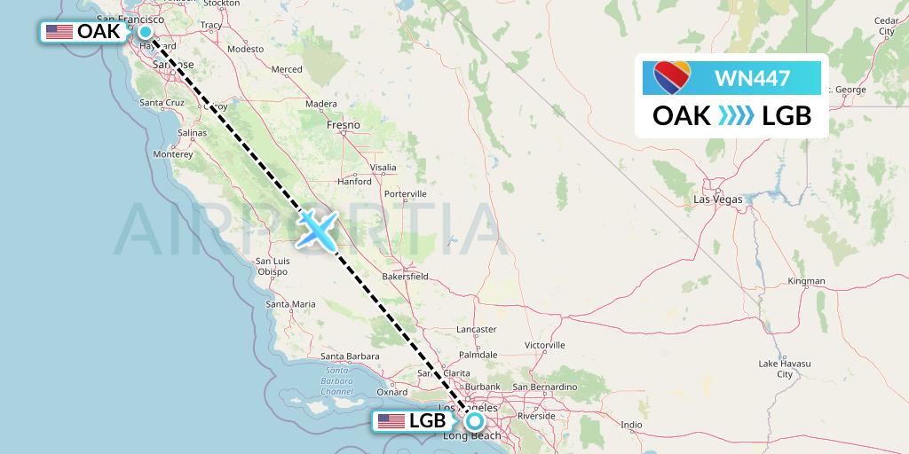 WN447 Southwest Airlines Flight Map: Oakland to Long Beach