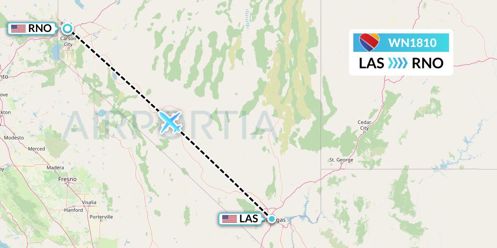 WN1810 Southwest Airlines Flight Map: Las Vegas to Reno