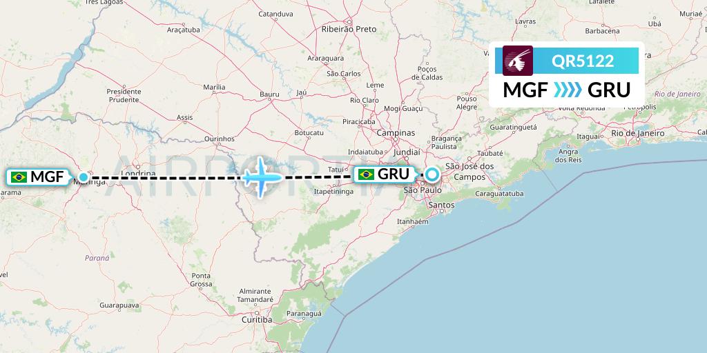 QR5122 Qatar Airways Flight Map: Maringa to Sao Paulo