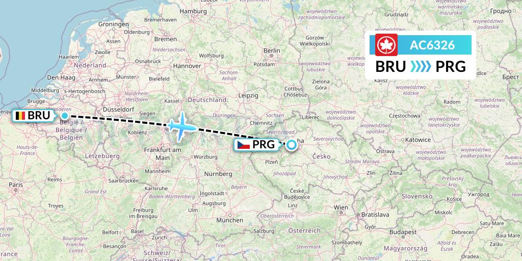 AC6326 Air Canada Flight Map: Brussels to Prague