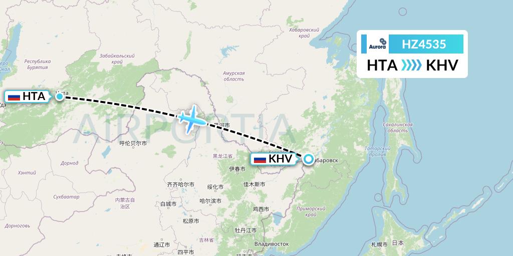 HZ4535 Aurora Flight Map: Chita to Khabarovsk