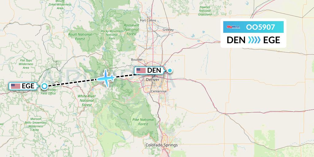 OO5907 SkyWest Airlines Flight Map: Denver to Eagle