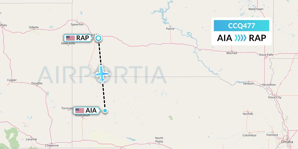 CCQ477 Capital City Air Carriers Flight Map: Alliance to Rapid City