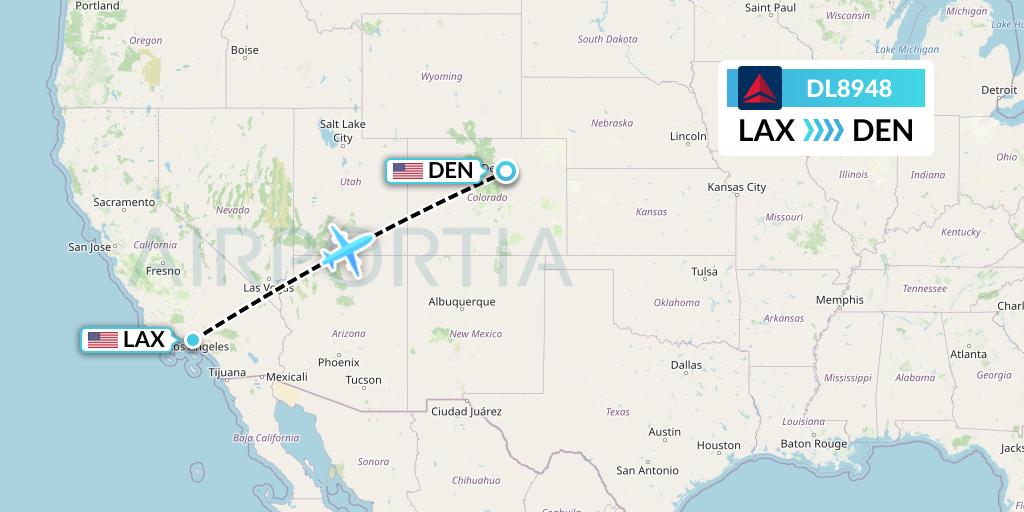 DL8948 Delta Air Lines Flight Map: Los Angeles to Denver