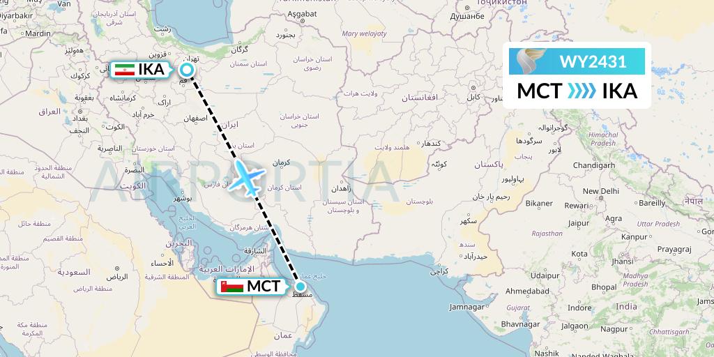 WY2431 Flight Status Oman Air Muscat to Tehran (OMA2431)