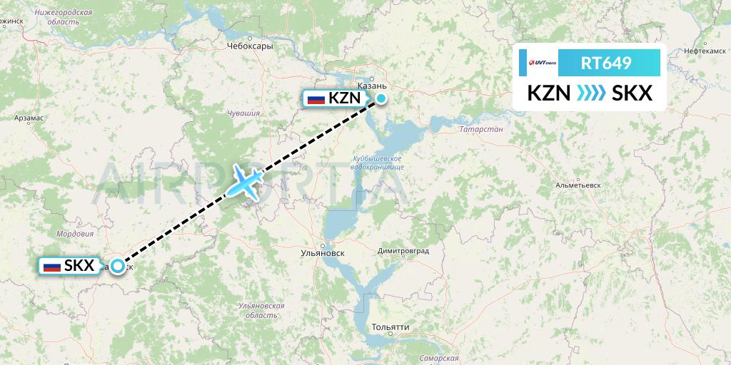 RT649 UVT aero Flight Map: Kazan to Saransk