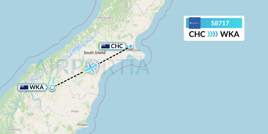 S8717 Soundsair Flight Map: Christchurch to New Zealand