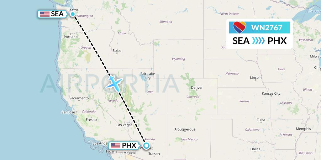 WN2767 Southwest Airlines Flight Map: Seattle to Phoenix