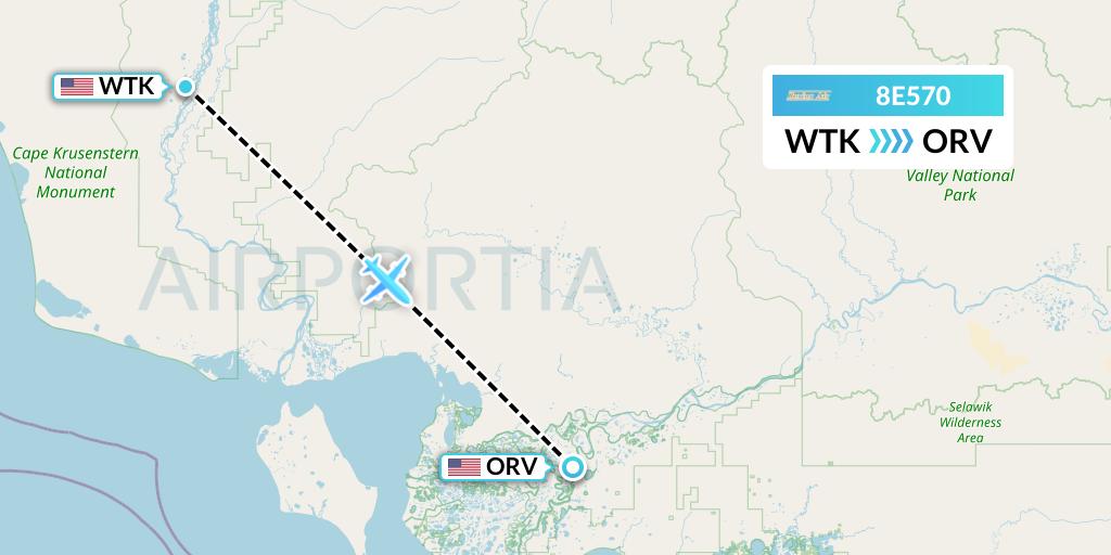 8E570 Bering Air Flight Map: Noatak to Noorvik